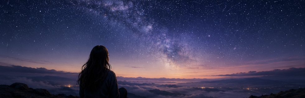 A woman looking toward the Milky Way