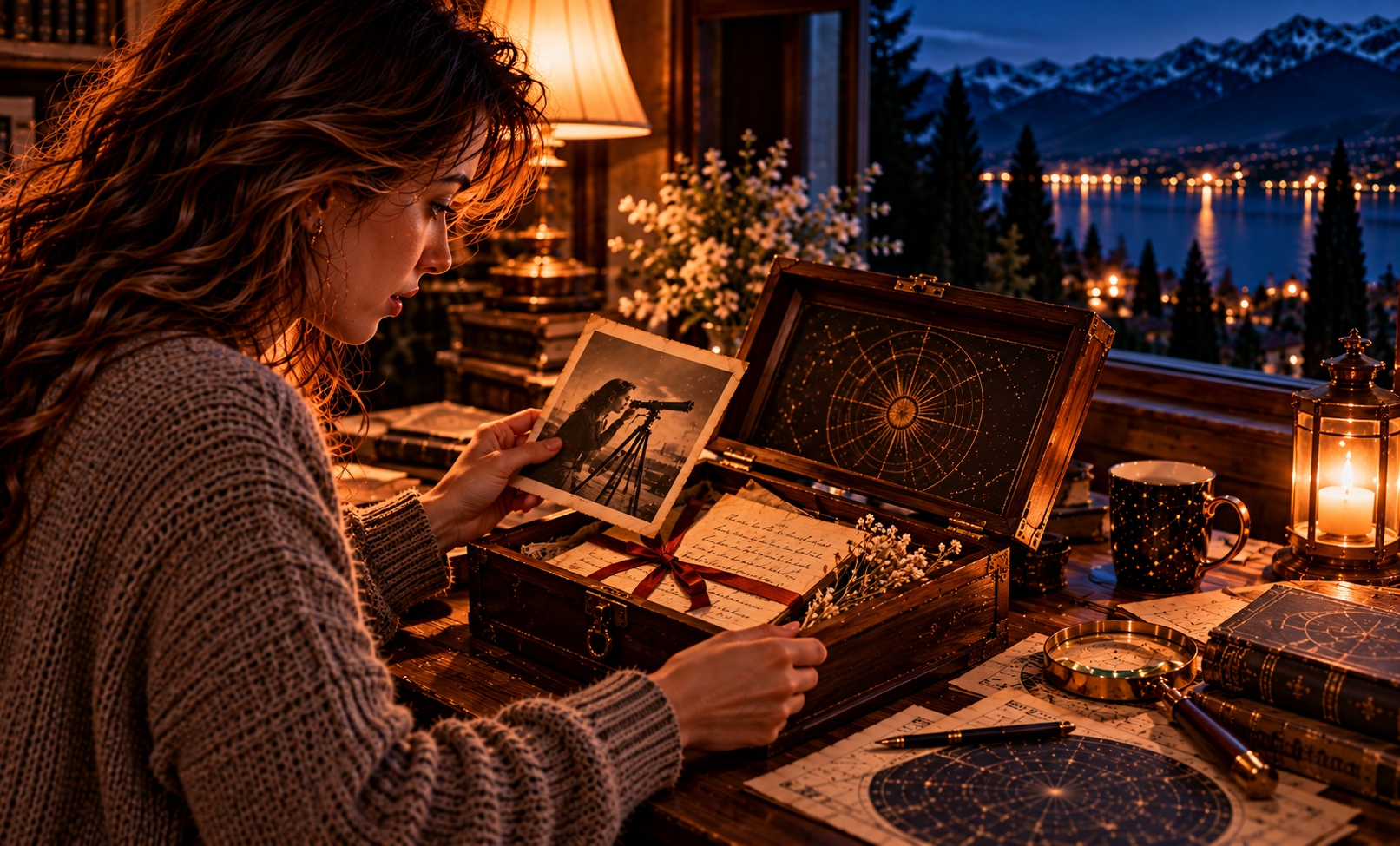 Evelyn compares Rose's note with an old star chart