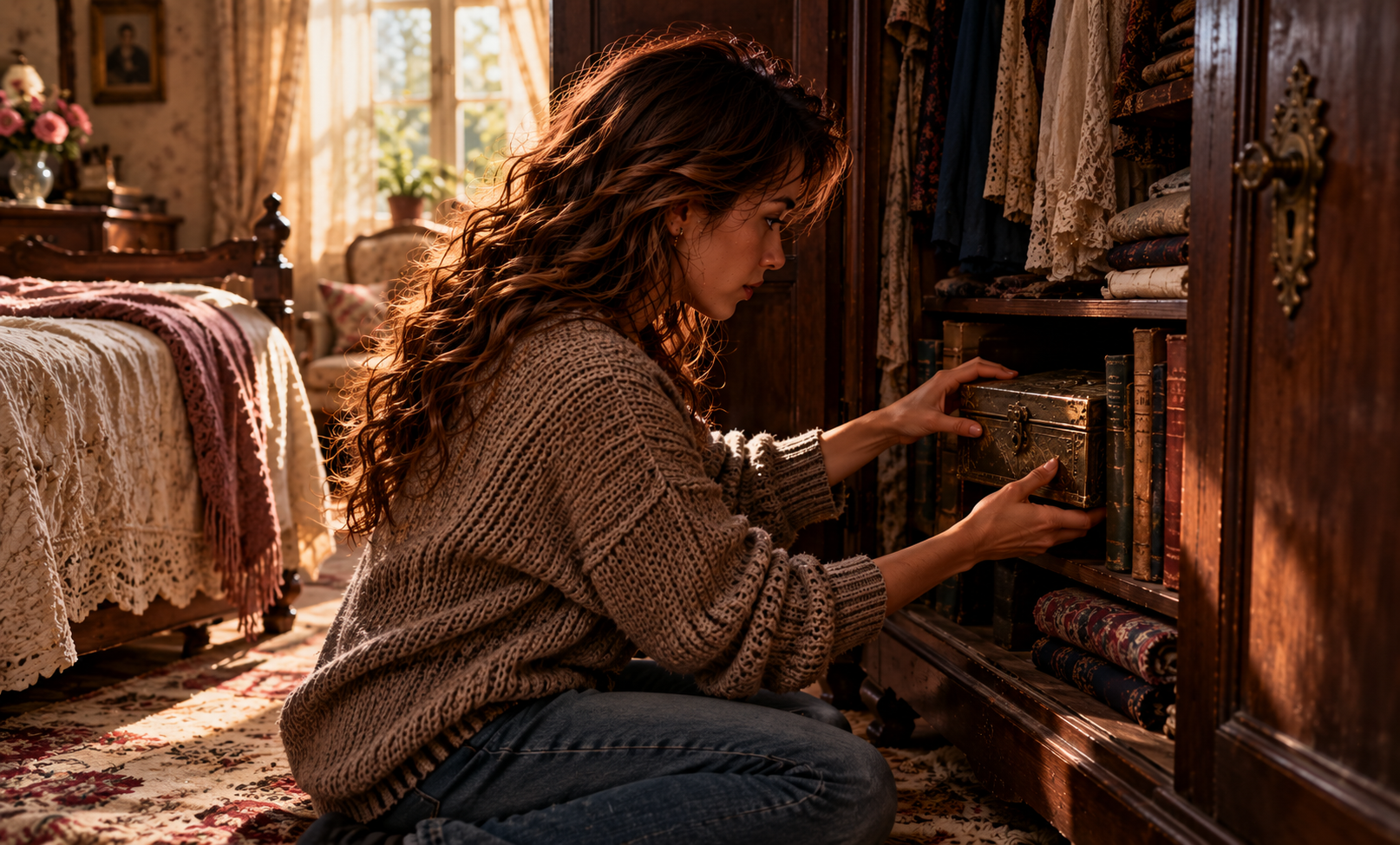 Evelyn discovers a hidden antique keepsake box
